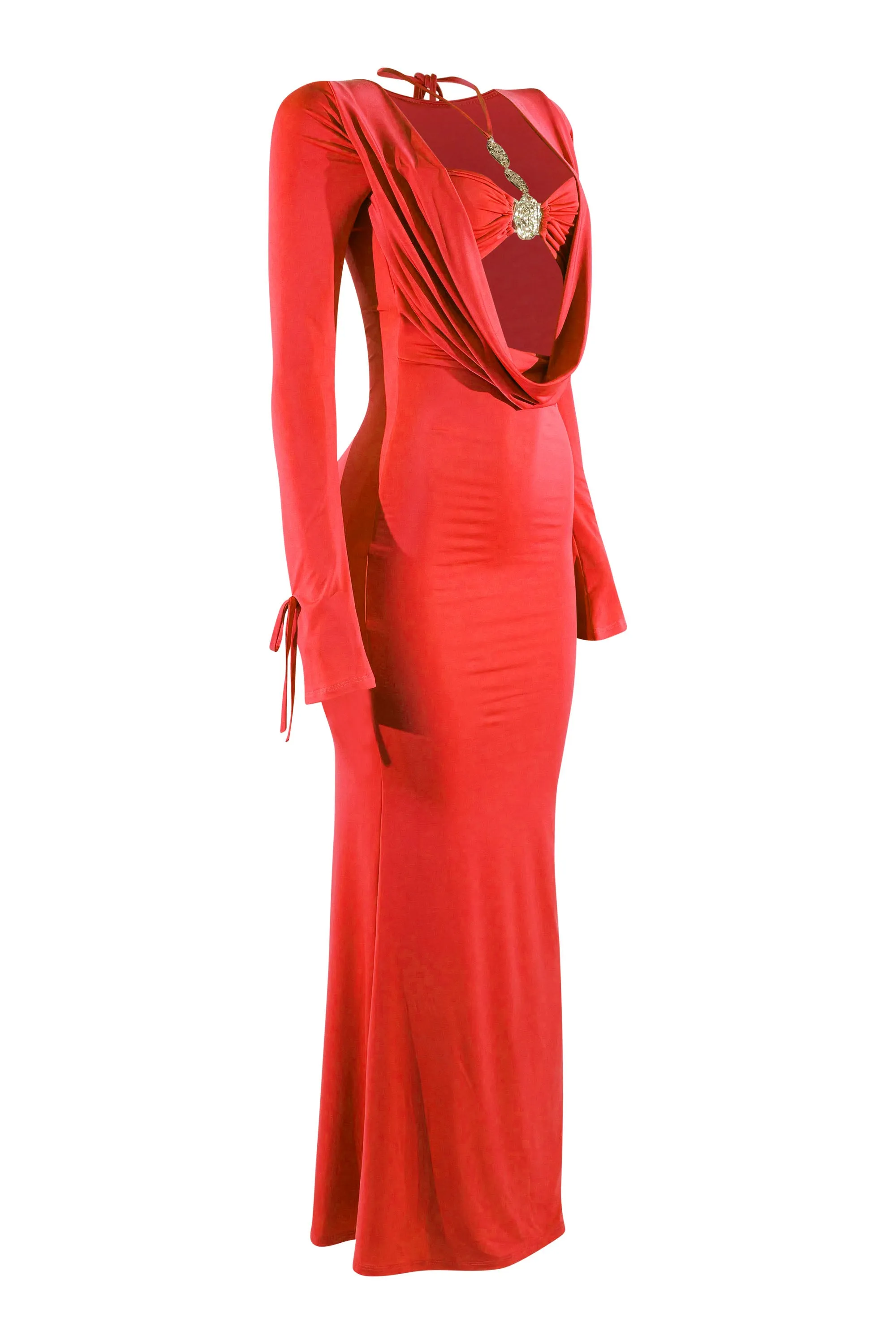 Danger Drape Cowl Neck Trim Maxi Dress sold by Bogomore product image thumbnail 4
