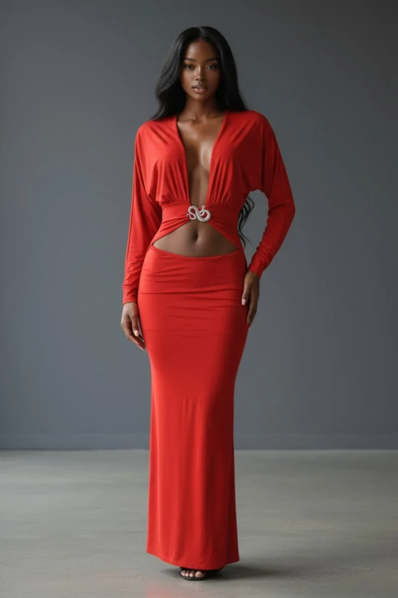 Snake Charmer Plunge Cutout Maxi Dress sold by Bogomore product image thumbnail 2