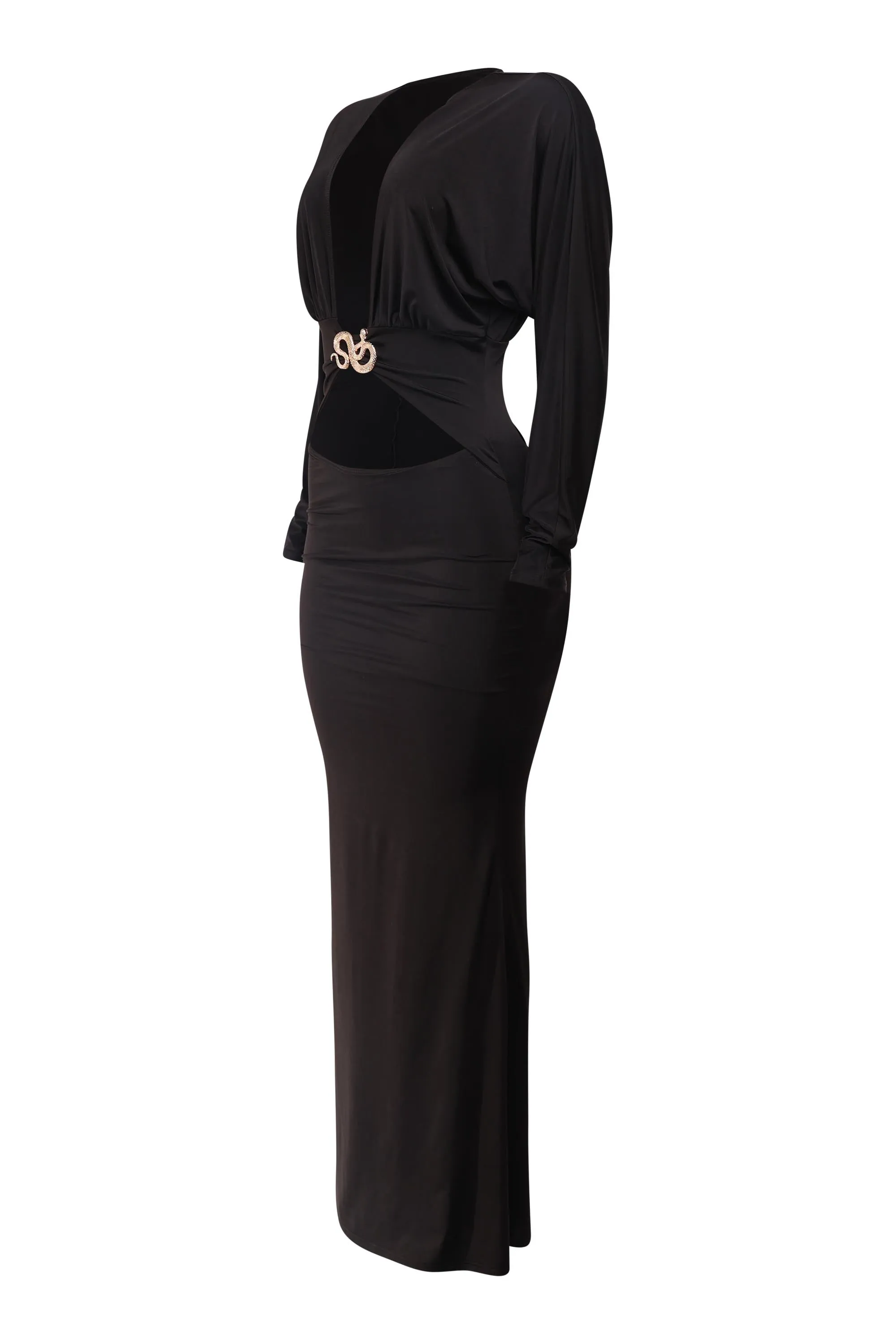 Snake Charmer Plunge Cutout Maxi Dress sold by Bogomore product image thumbnail 5