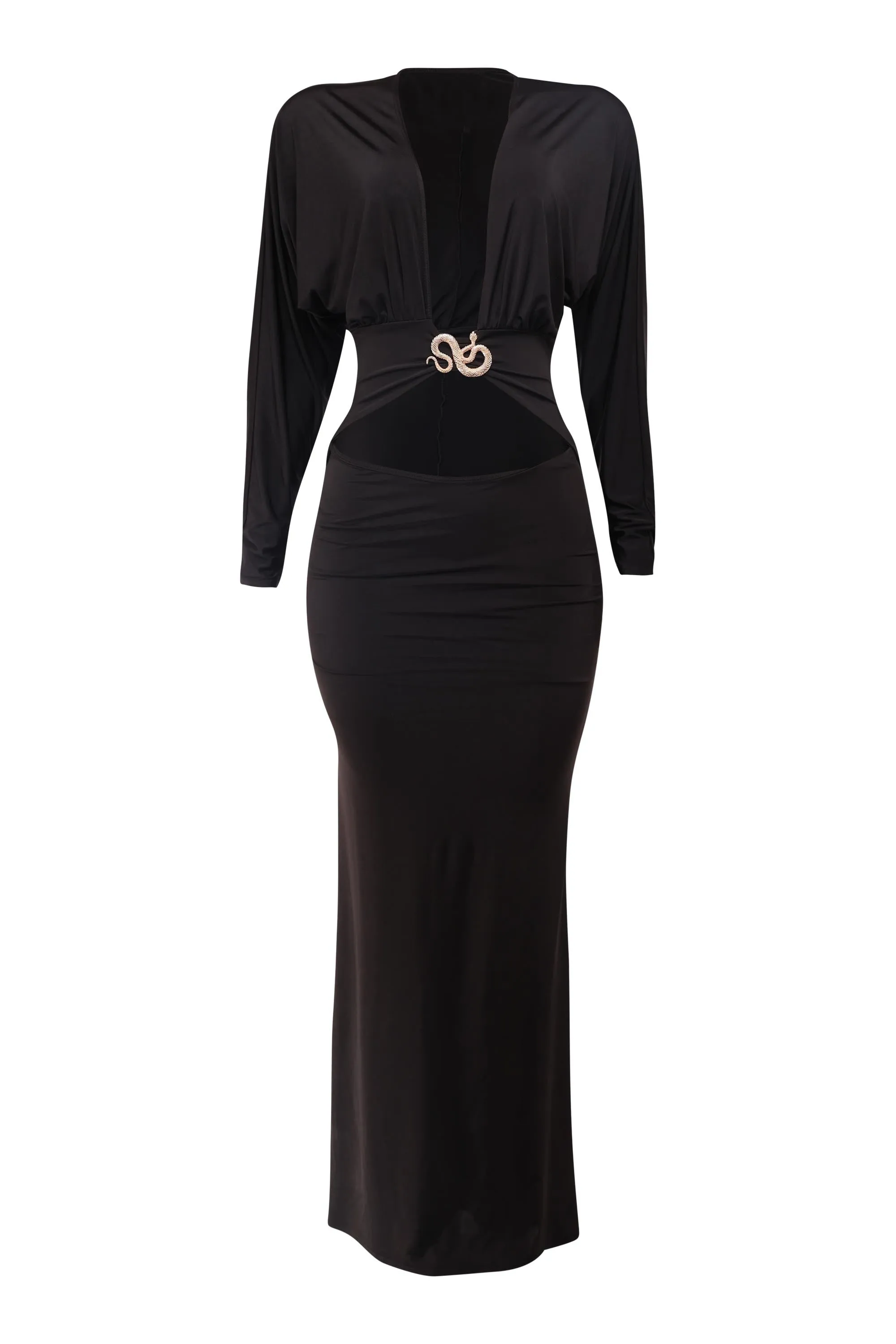 Snake Charmer Plunge Cutout Maxi Dress sold by Bogomore product image thumbnail 3