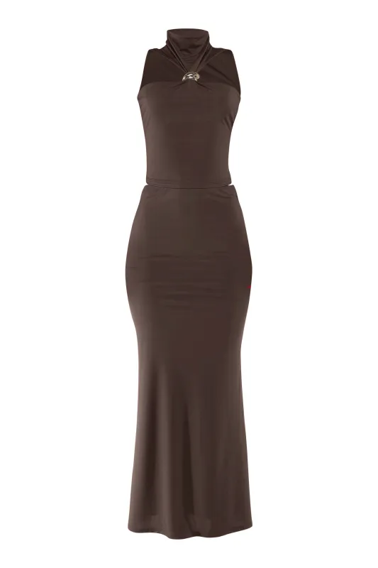 Power Poise Mock Neck Maxi Set made by Bogomore