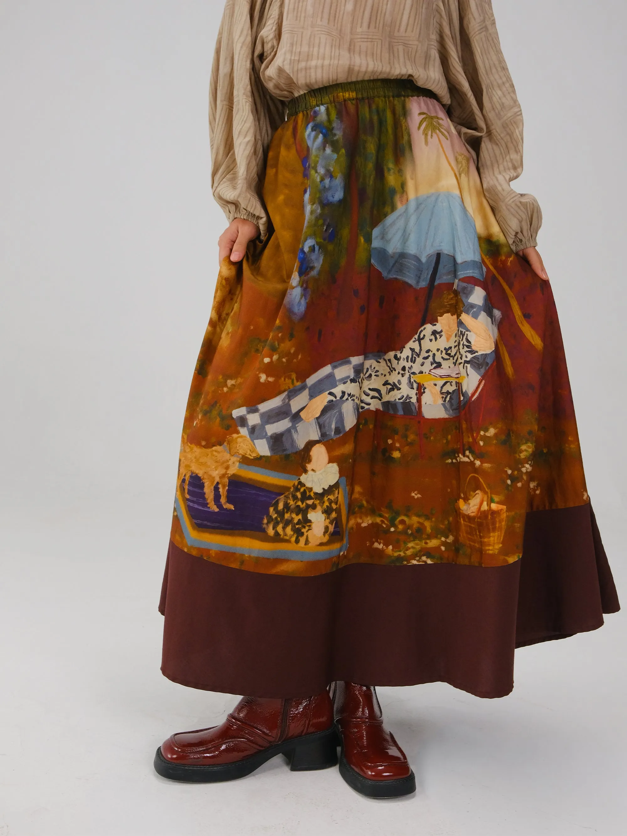 Print Blocked Skirt sold by Cord