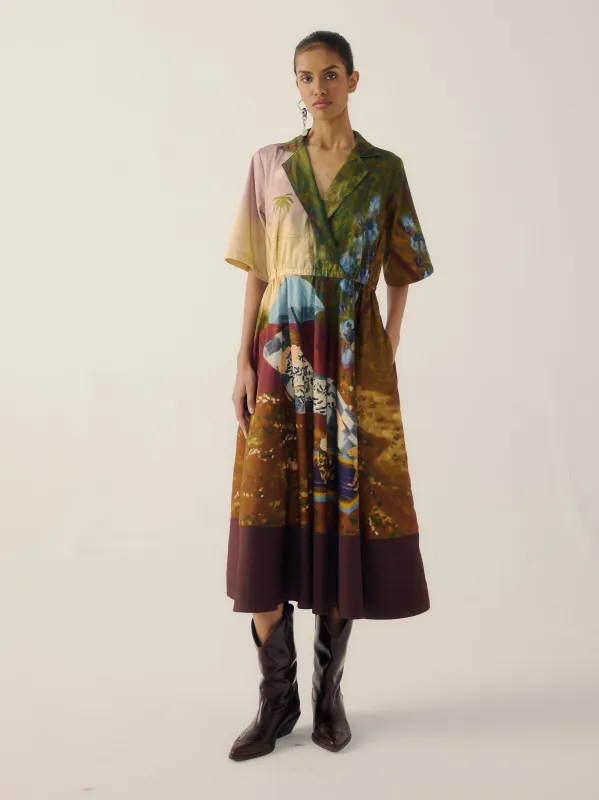 Print Blocked Dress made by Cord