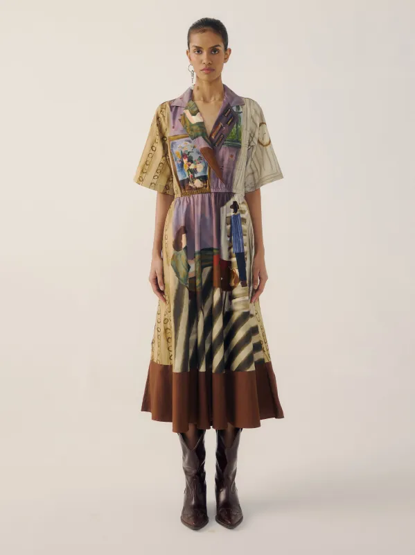 Print Blocked Dress made by Cord