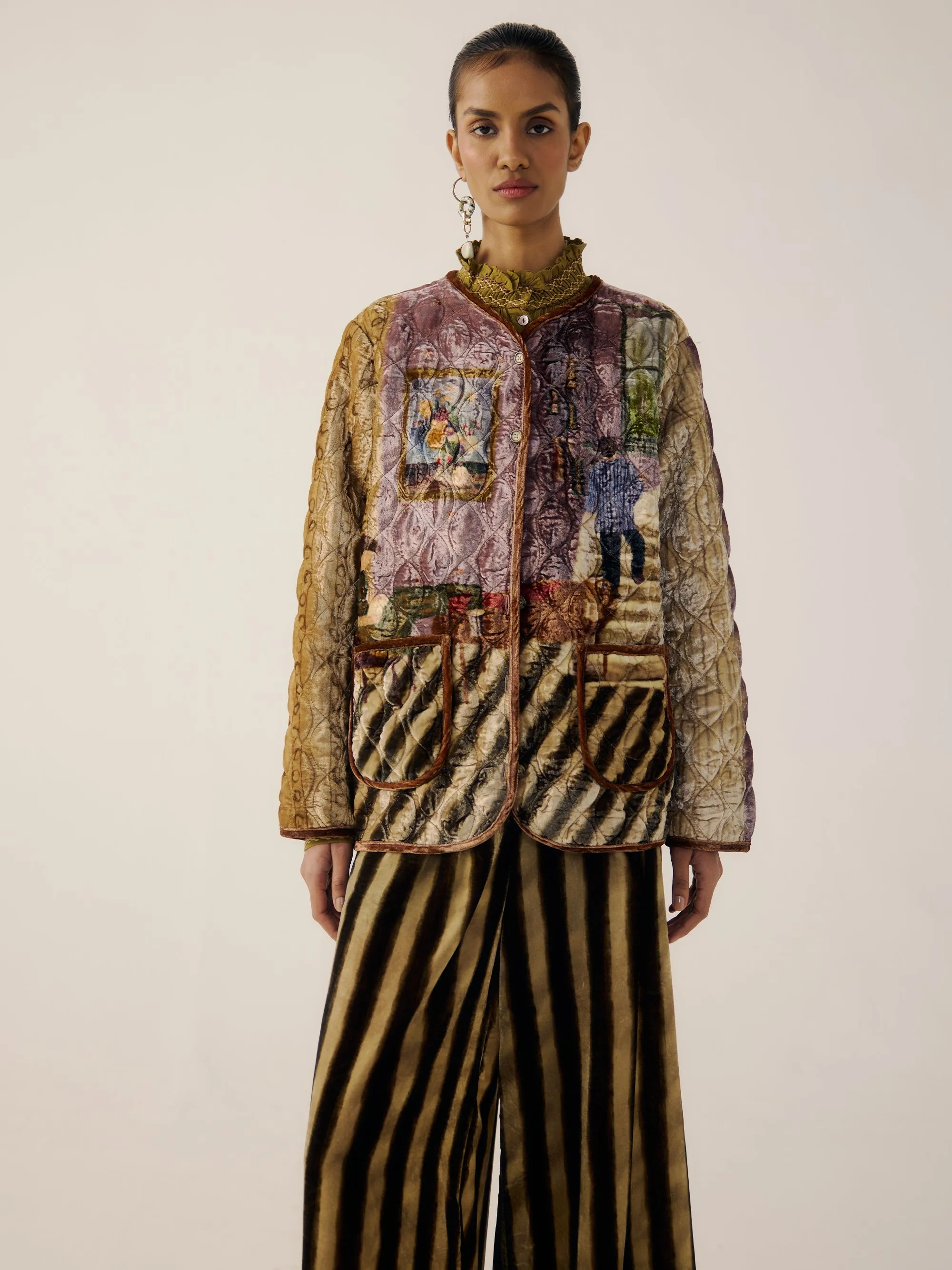 Collarless Quilted Jacket sold by Cord product image thumbnail 2