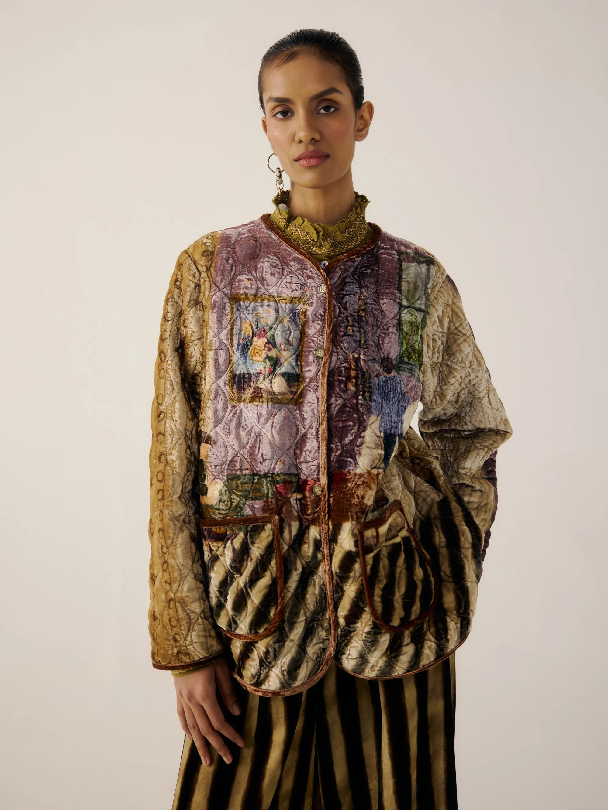 Collarless Quilted Jacket sold by Cord product image thumbnail 4