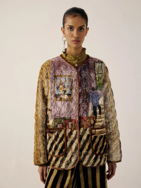 Collarless Quilted Jacket sold by Cord