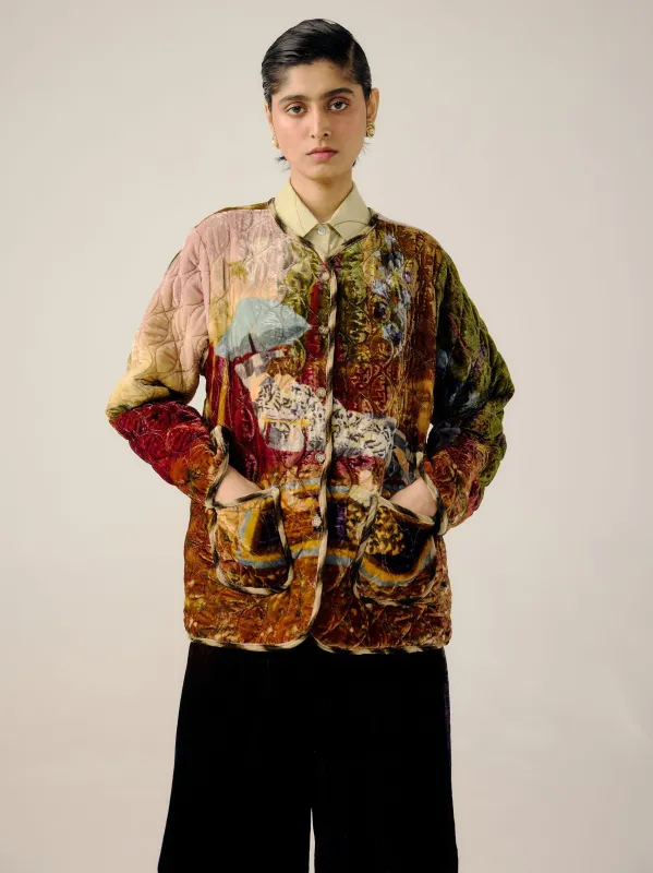 Collarless Quilted Jacket sold by Cord