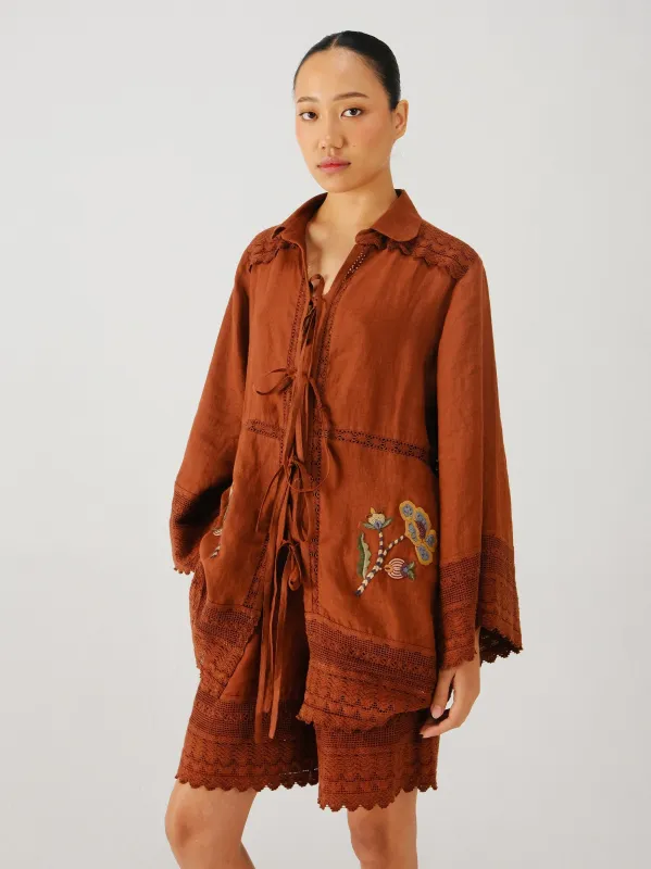 Tie up shirt made by Cord