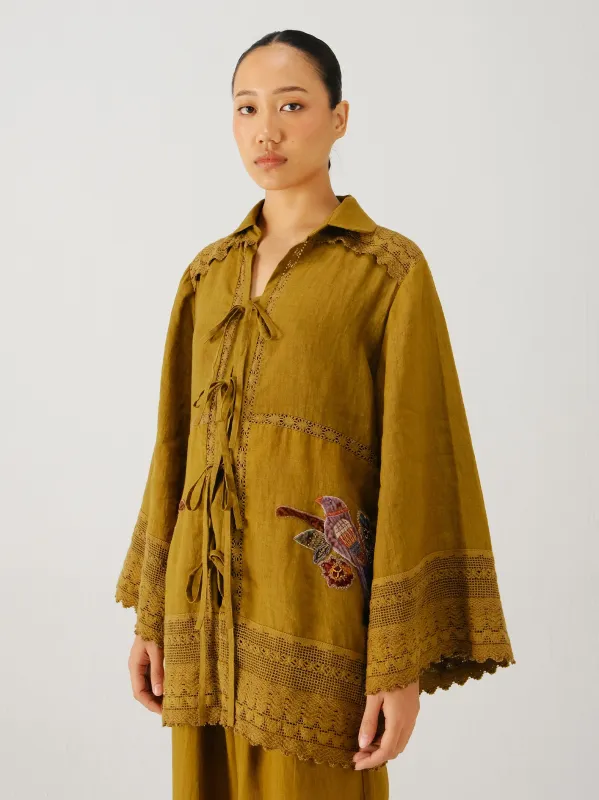 Tie up shirt made by Cord