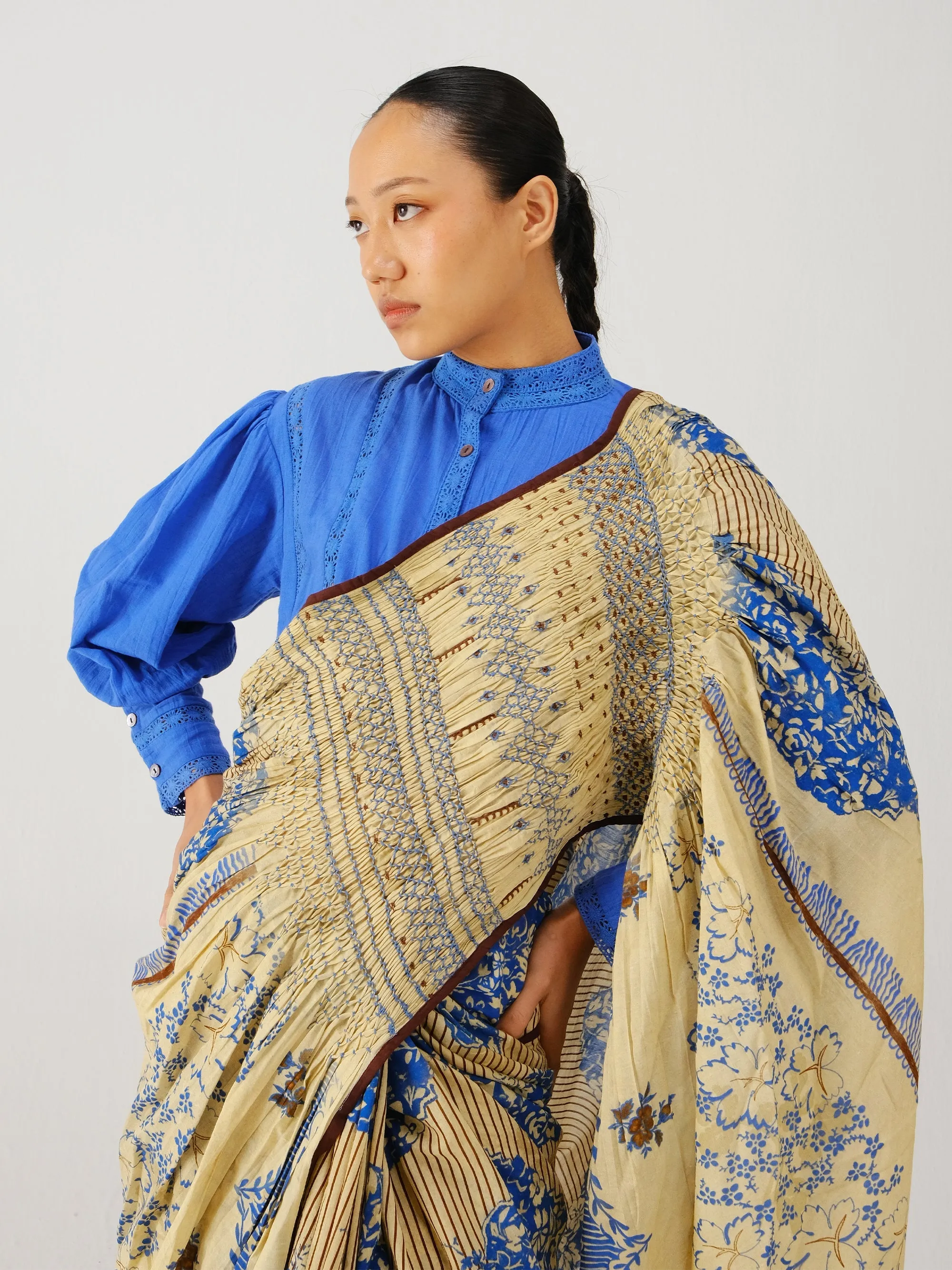 Smocked saree sold by Cord product image thumbnail 4