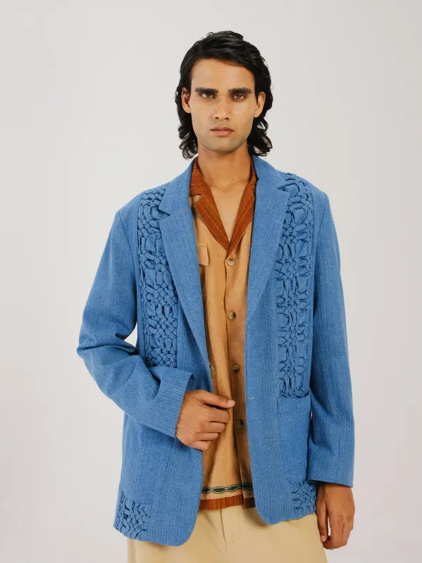 Front Smocked Blazer made by Cord