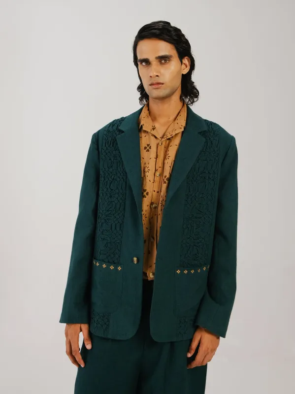 Front Smocked Blazer made by Cord