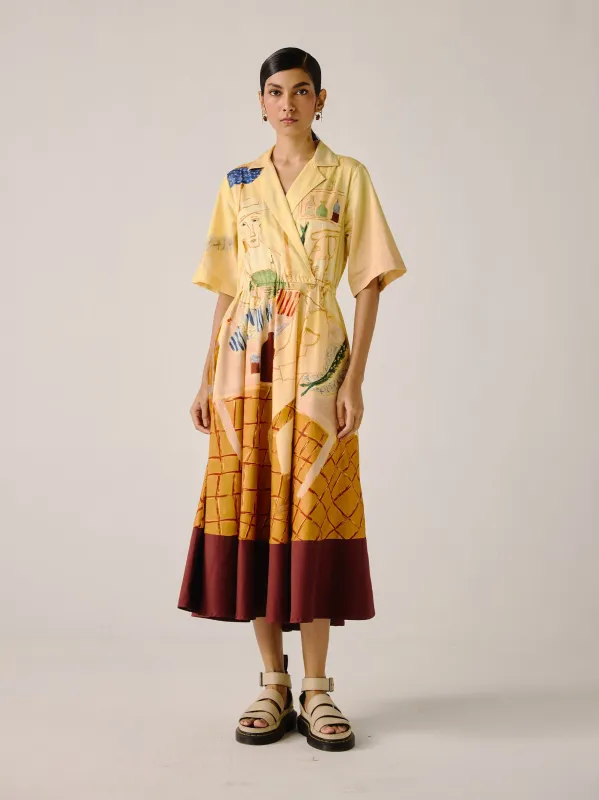Print Blocked Dress made by Cord