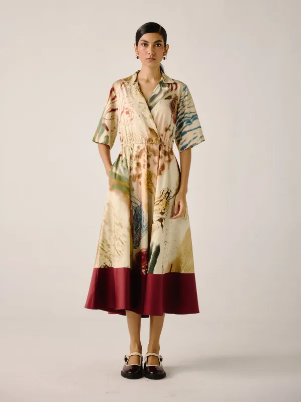 Print Blocked Dress made by Cord