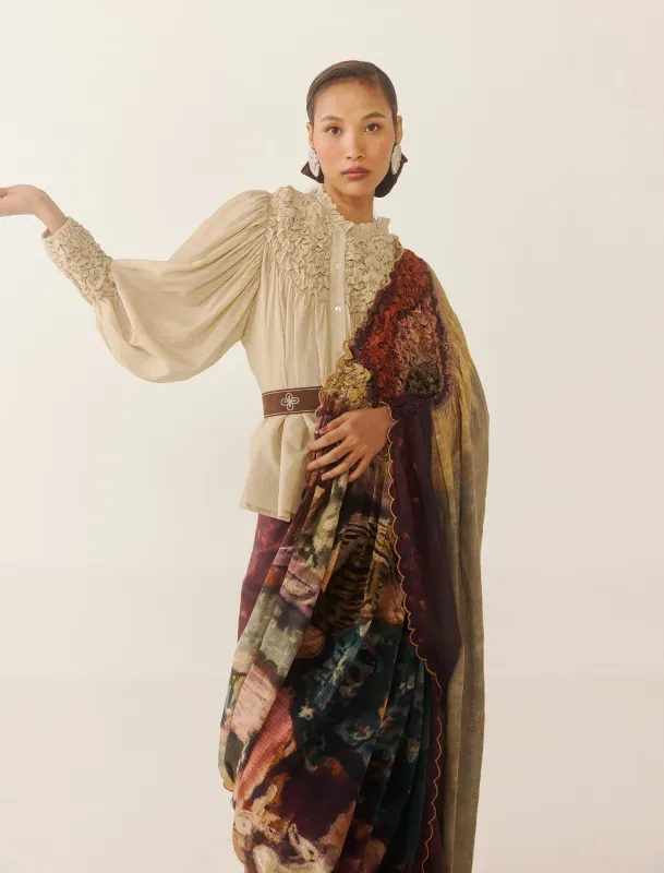 Smocked Saree made by Cord