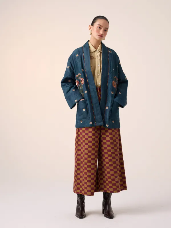 Quilted Front Open Jacket Set made by Cord