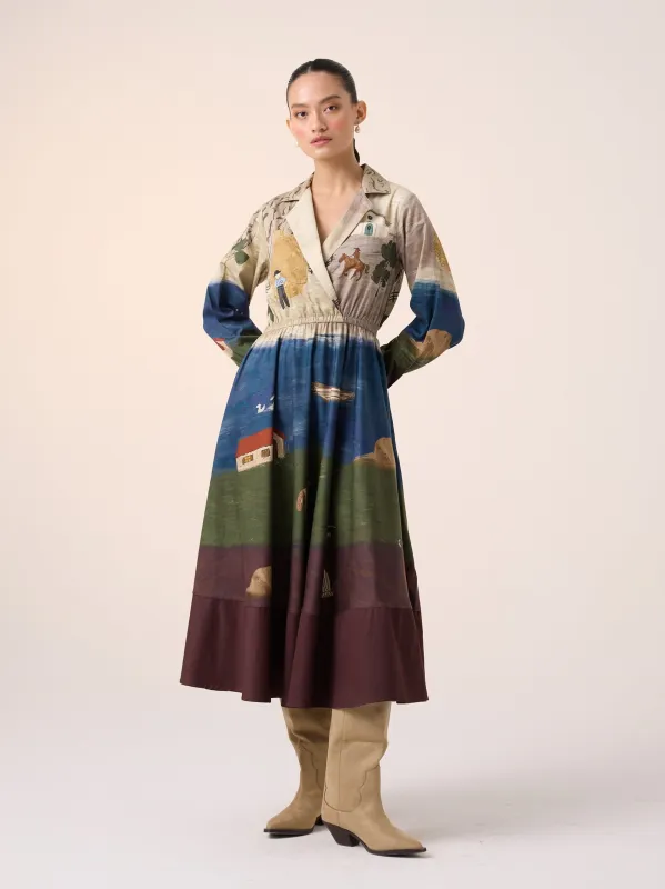 Print Blocked Dress made by Cord