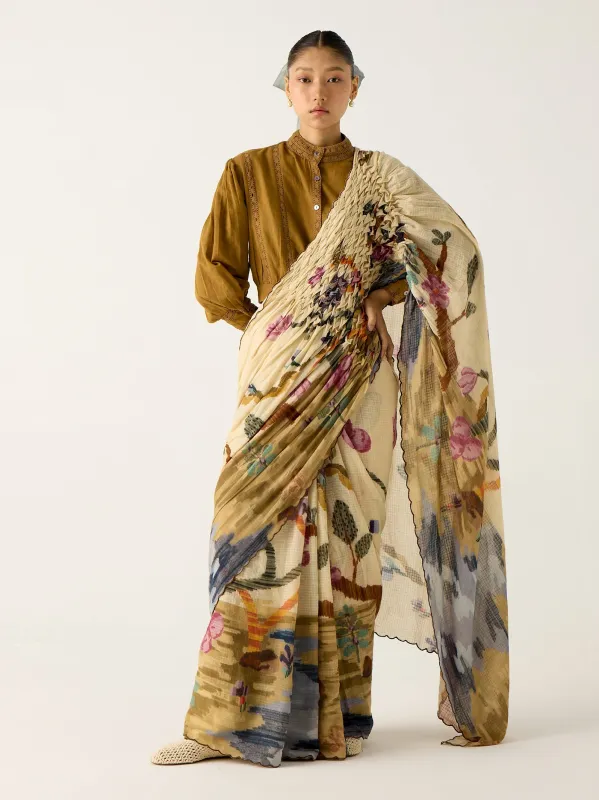 Smocked Saree + Top made by Cord