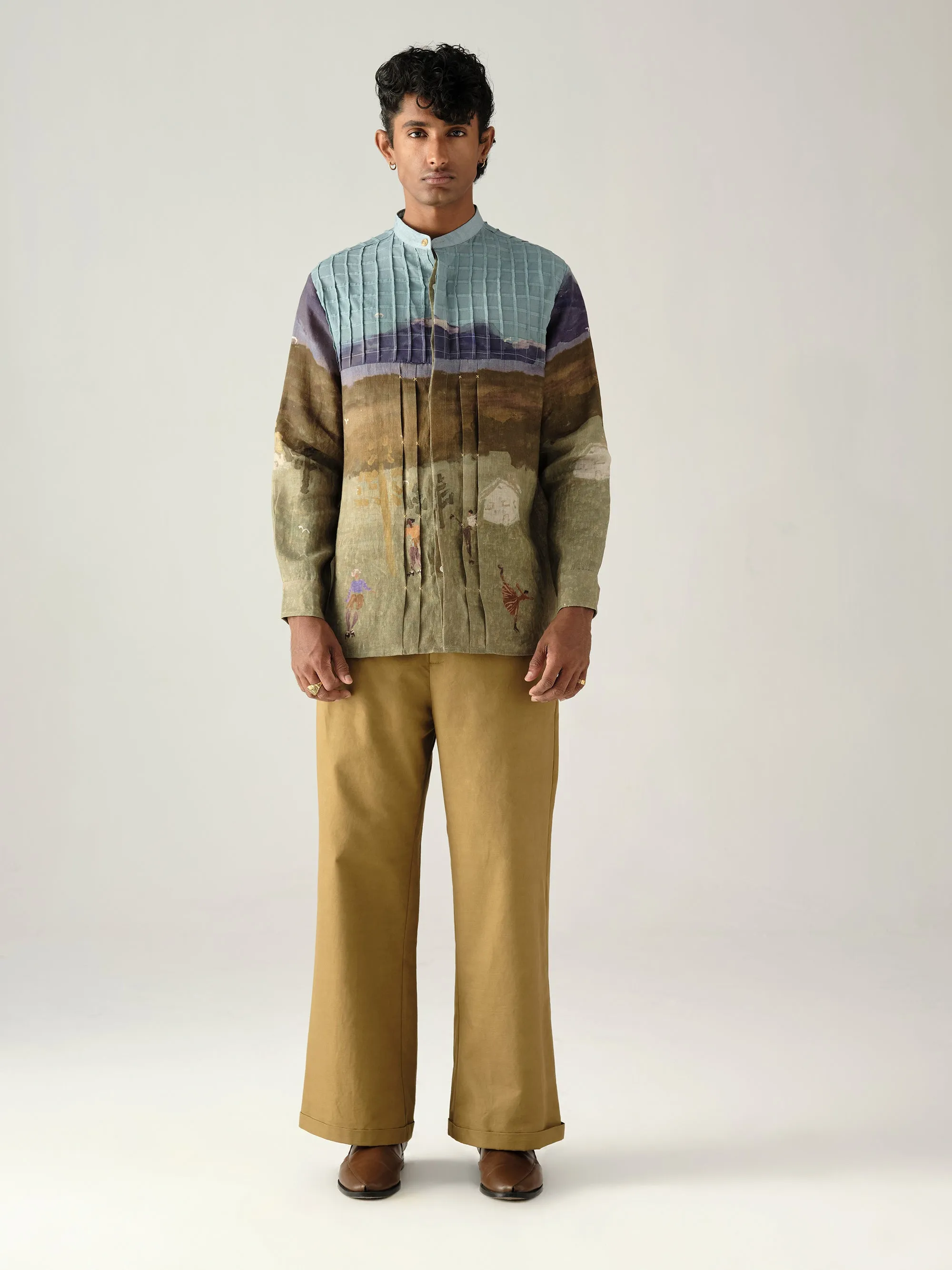 Pintuck Collarless Shirt sold by Cord product image thumbnail 2