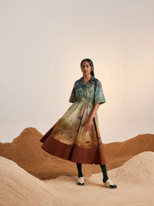 Print Blocked Dress made by Cord