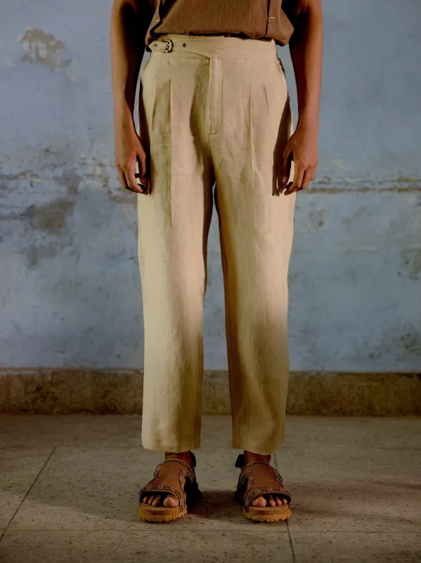 Linen Buckled Pants made by Cord