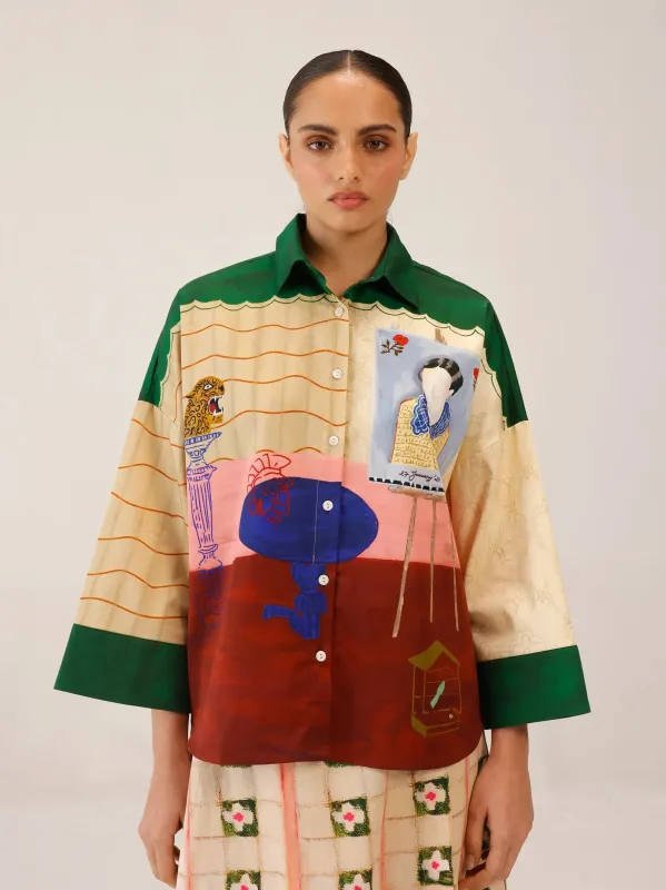 Panel Shirt made by Cord