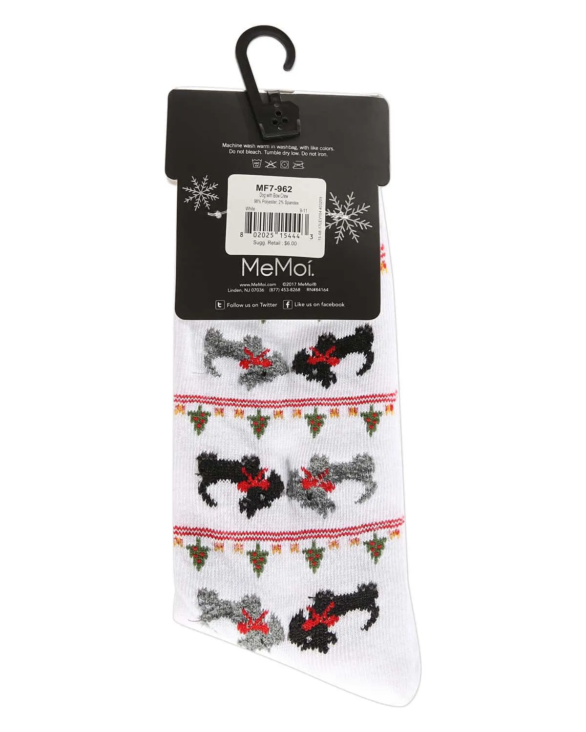 Women's Christmas Scottie Dog Crew Socks sold by MeMoi product image thumbnail 5