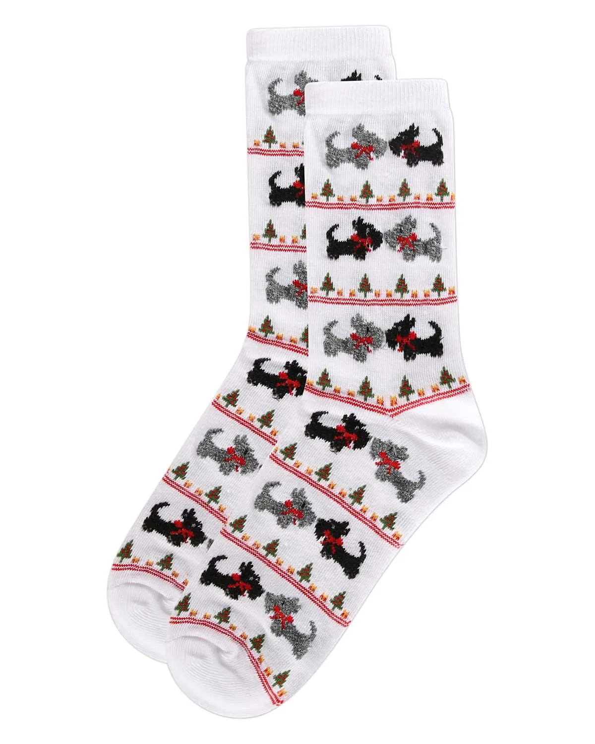 Women's Christmas Scottie Dog Crew Socks sold by MeMoi product image thumbnail 3