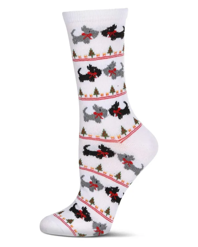 Women's Christmas Scottie Dog Crew Socks sold by MeMoi