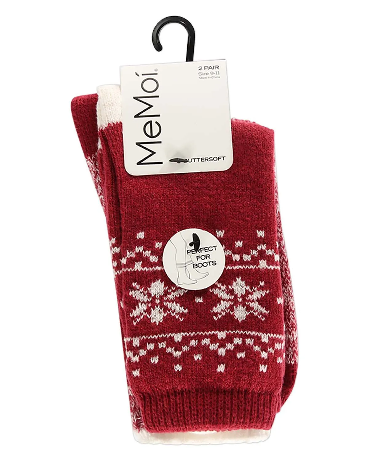 2 Pair Women's Buttersoft Crew Socks - Snowflake and Marled Patterns sold by MeMoi product image thumbnail 3