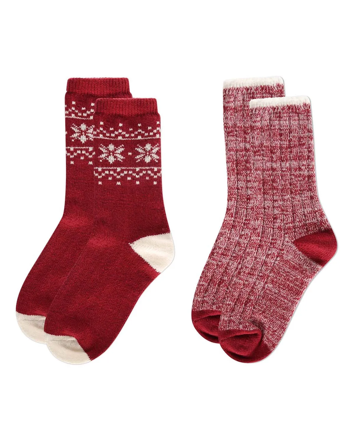 2 Pair Women's Buttersoft Crew Socks - Snowflake and Marled Patterns sold by MeMoi product image thumbnail 5