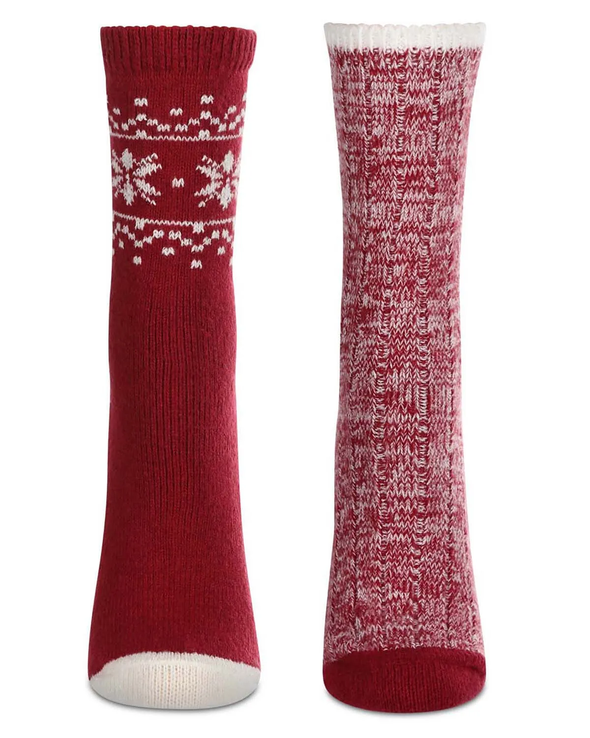 2 Pair Women's Buttersoft Crew Socks - Snowflake and Marled Patterns sold by MeMoi product image thumbnail 2