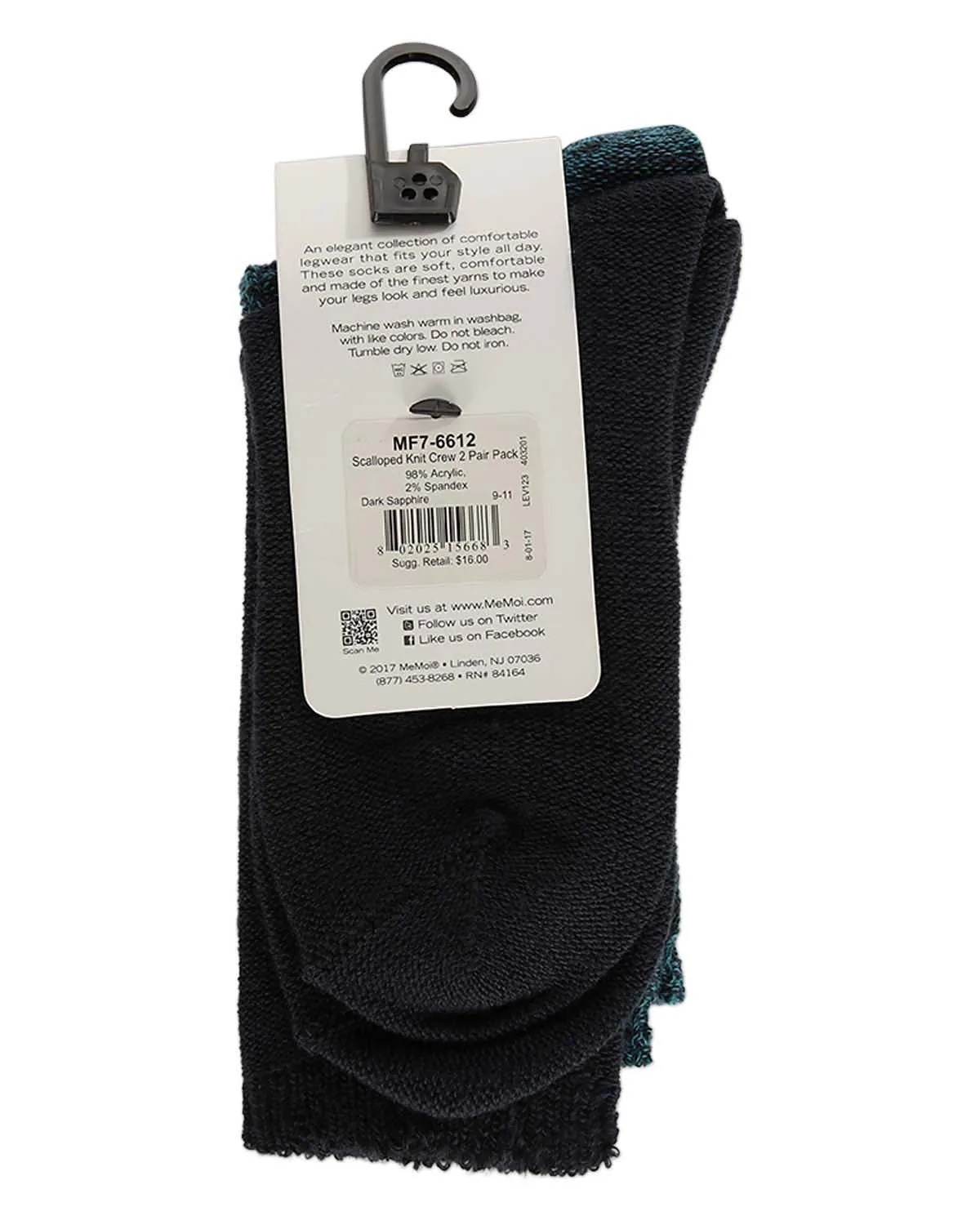 2 Pair Women's Scalloped-Cuff Cozy Knit Crew Socks sold by MeMoi product image thumbnail 4