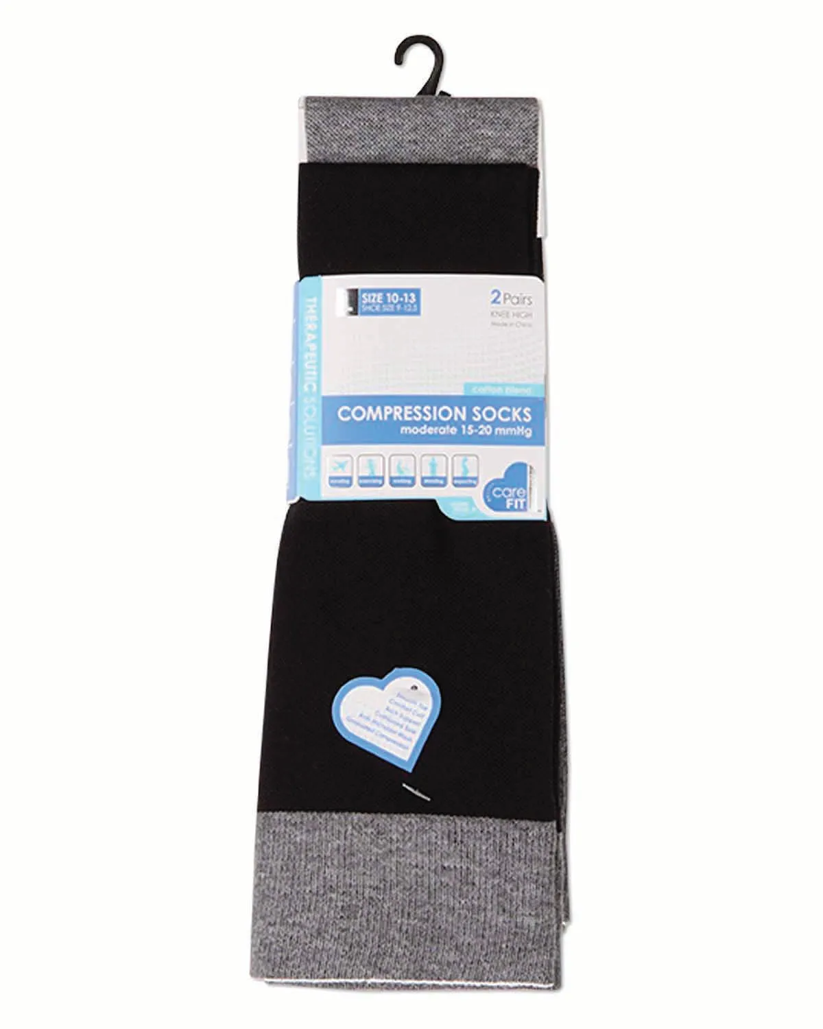 2 Pair Pack Contrast Solid Cotton Blend Graduated Compression Socks sold by MeMoi product image thumbnail 3