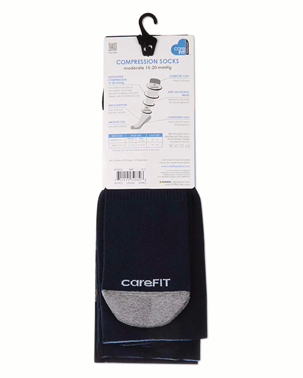 2 Pair Pack Stripe Tipped Solid Cotton Blend Graduated Compression Socks sold by MeMoi product image thumbnail 4