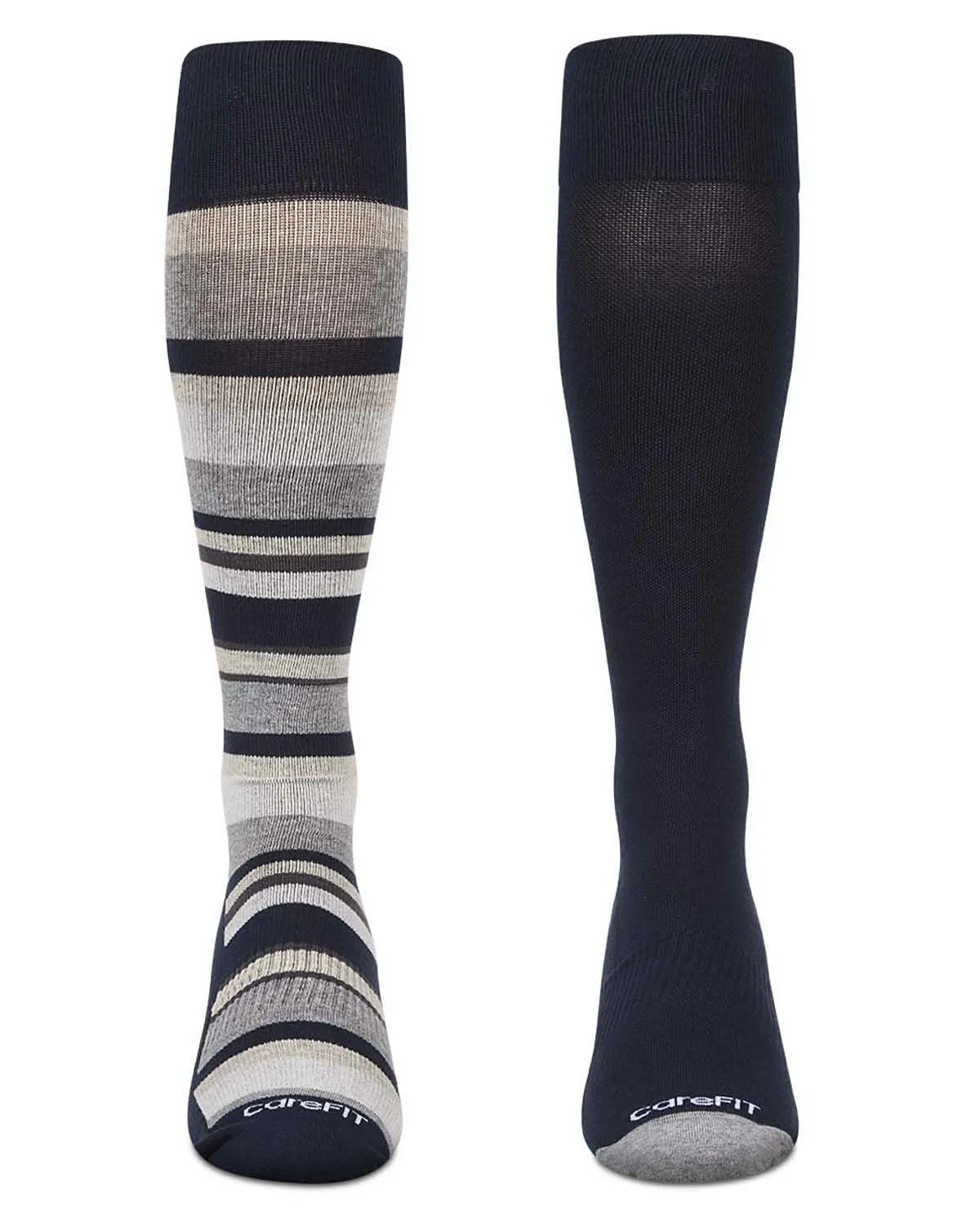 2 Pair Pack Stripe Tipped Solid Cotton Blend Graduated Compression Socks sold by MeMoi product image thumbnail 2