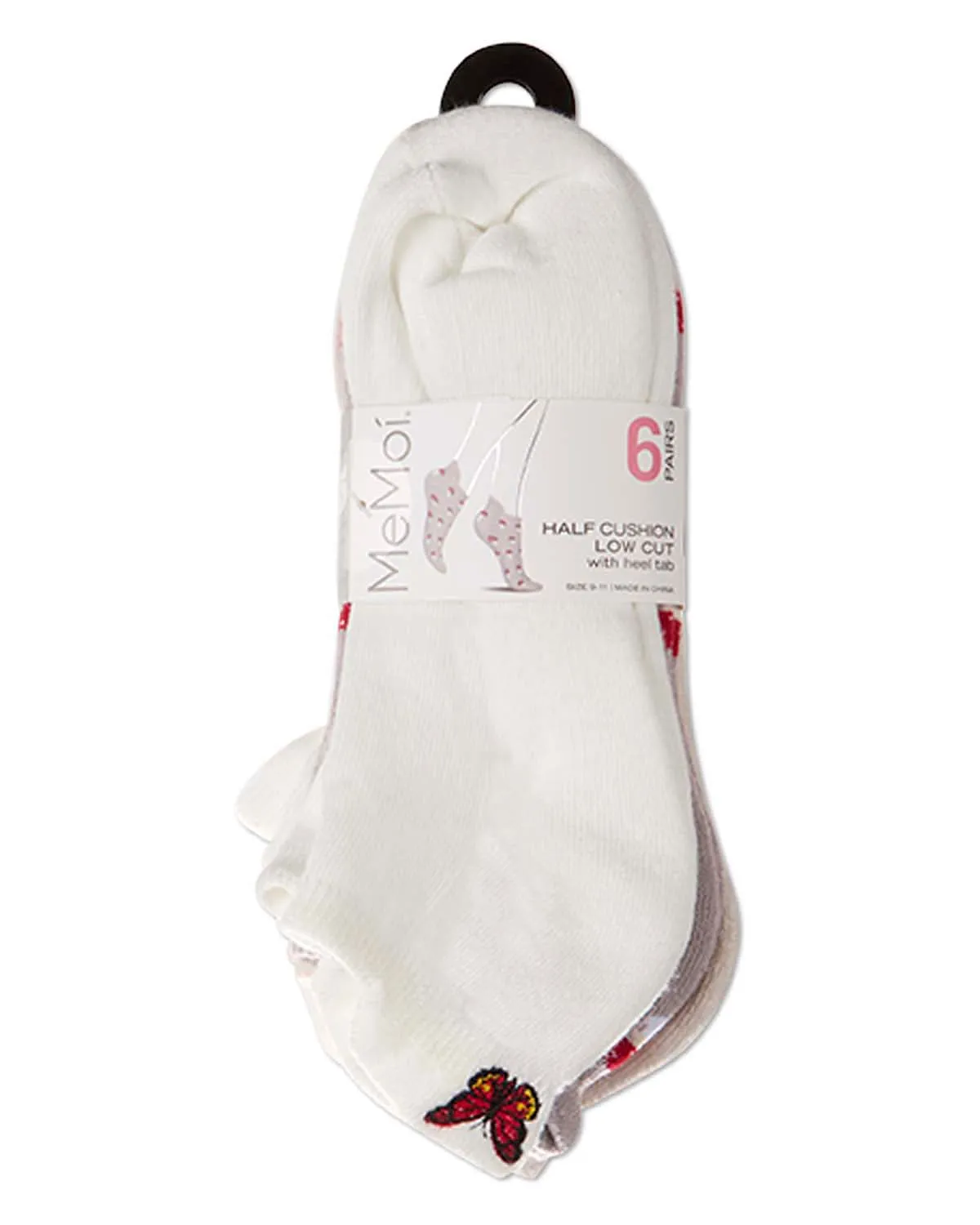 6 Pair Women's Half-Cushioned Embroidered Low Cut Socks with Heel Tab sold by MeMoi product image thumbnail 3