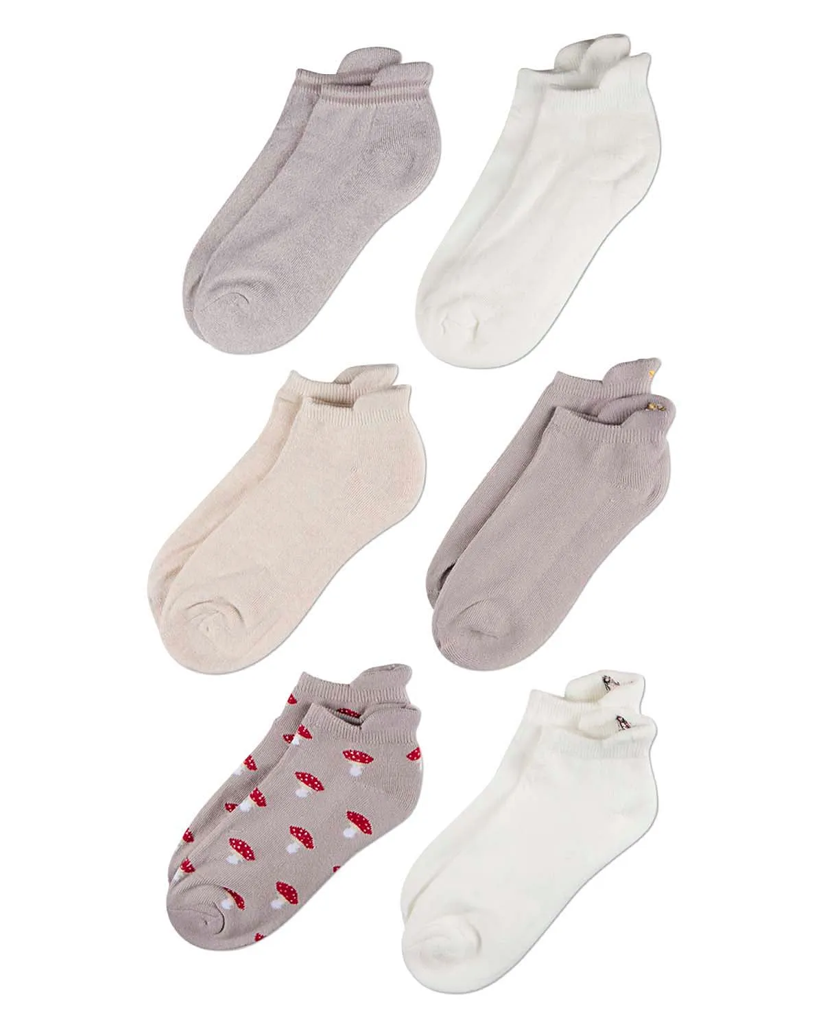 6 Pair Women's Half-Cushioned Embroidered Low Cut Socks with Heel Tab sold by MeMoi