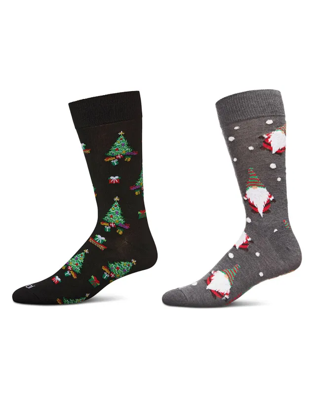 2 Pair Men's Rayon Blend Christmas Holiday Novelty Crew Socks sold by MeMoi