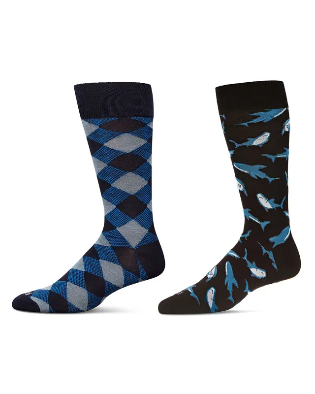 2 Pair Men's Rayon Blend Assorted Novelty Crew Socks sold by MeMoi