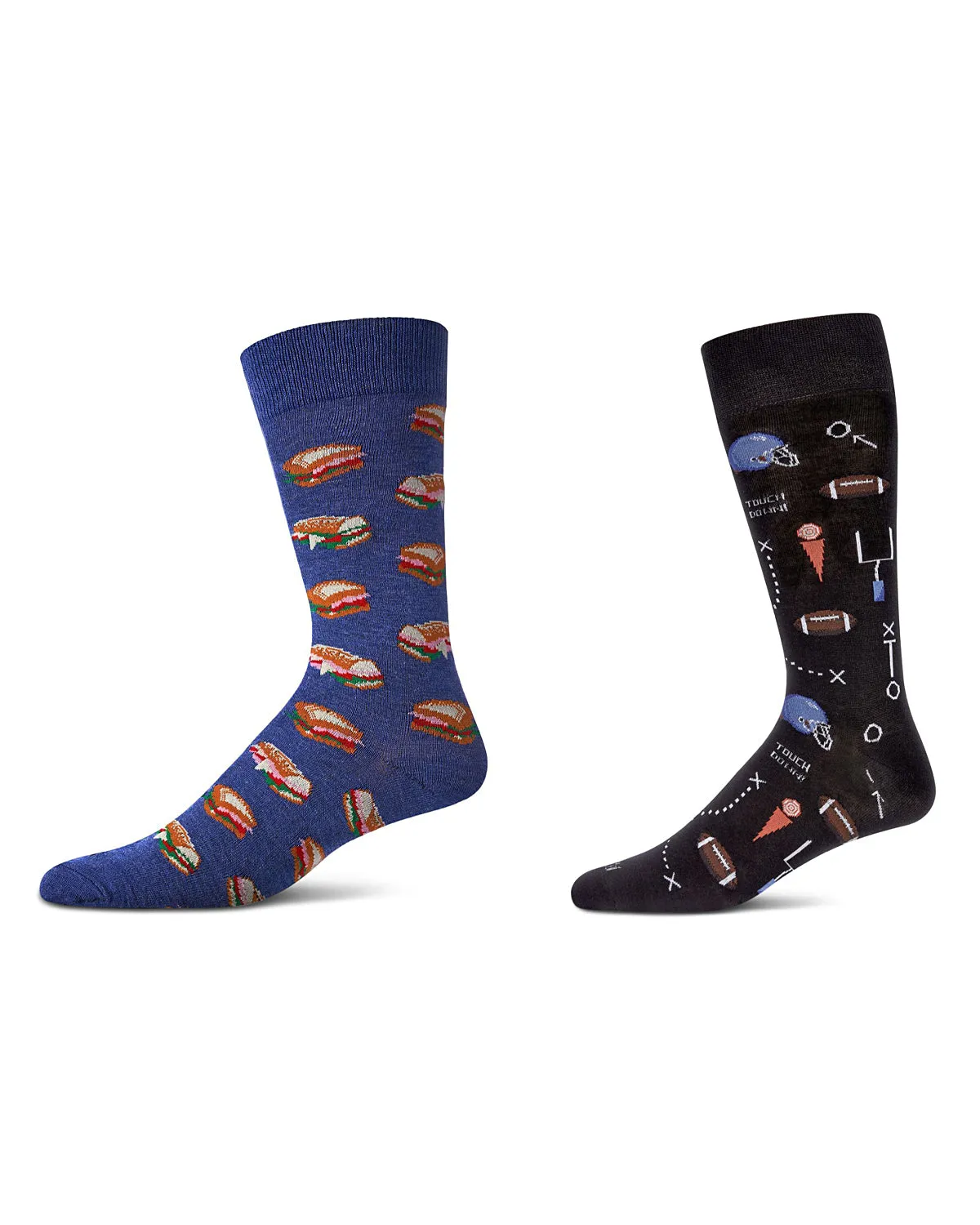 2 Pair Men's Rayon Blend Sports-Themed Novelty Crew Socks sold by MeMoi