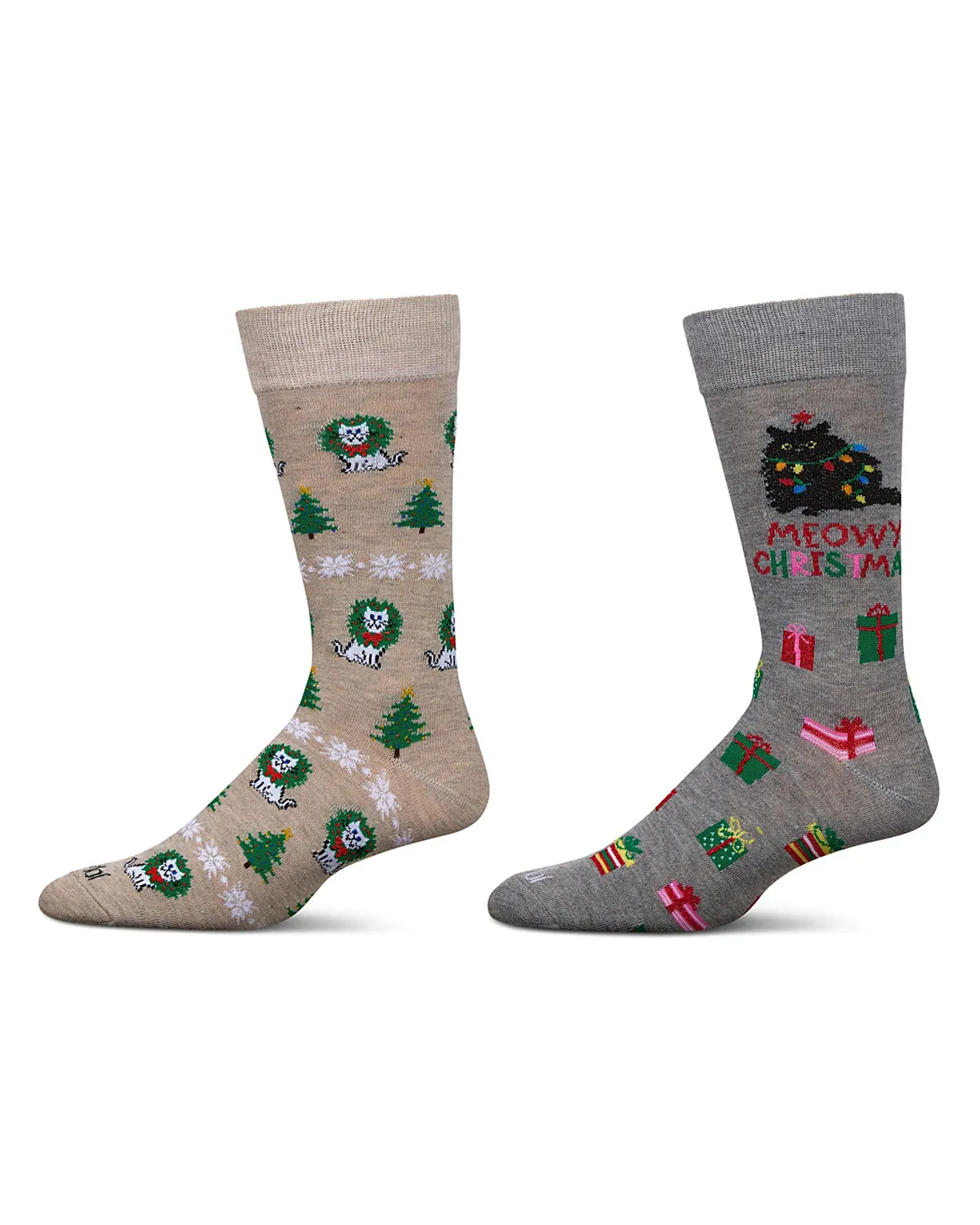 2 Pair Men's Rayon Blend "Holiday Animals" Christmas Novelty Crew Socks sold by MeMoi product image thumbnail 4