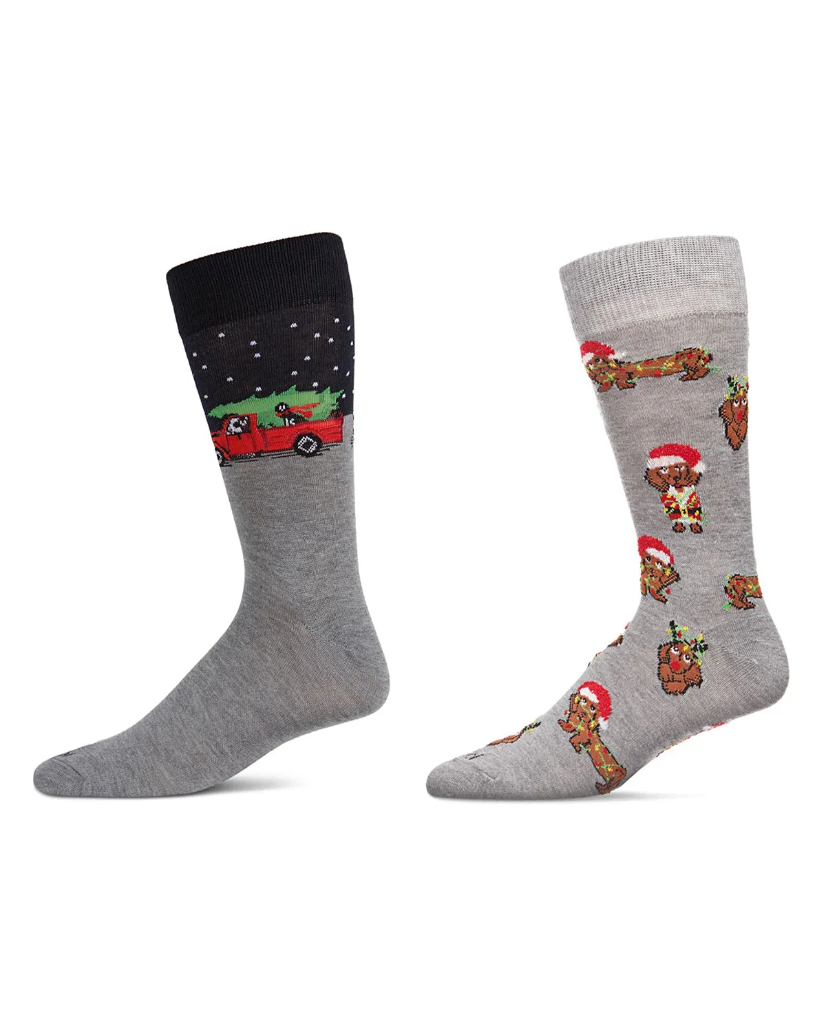 2 Pair Men's Rayon Blend "Holiday Animals" Christmas Novelty Crew Socks sold by MeMoi product image thumbnail 2