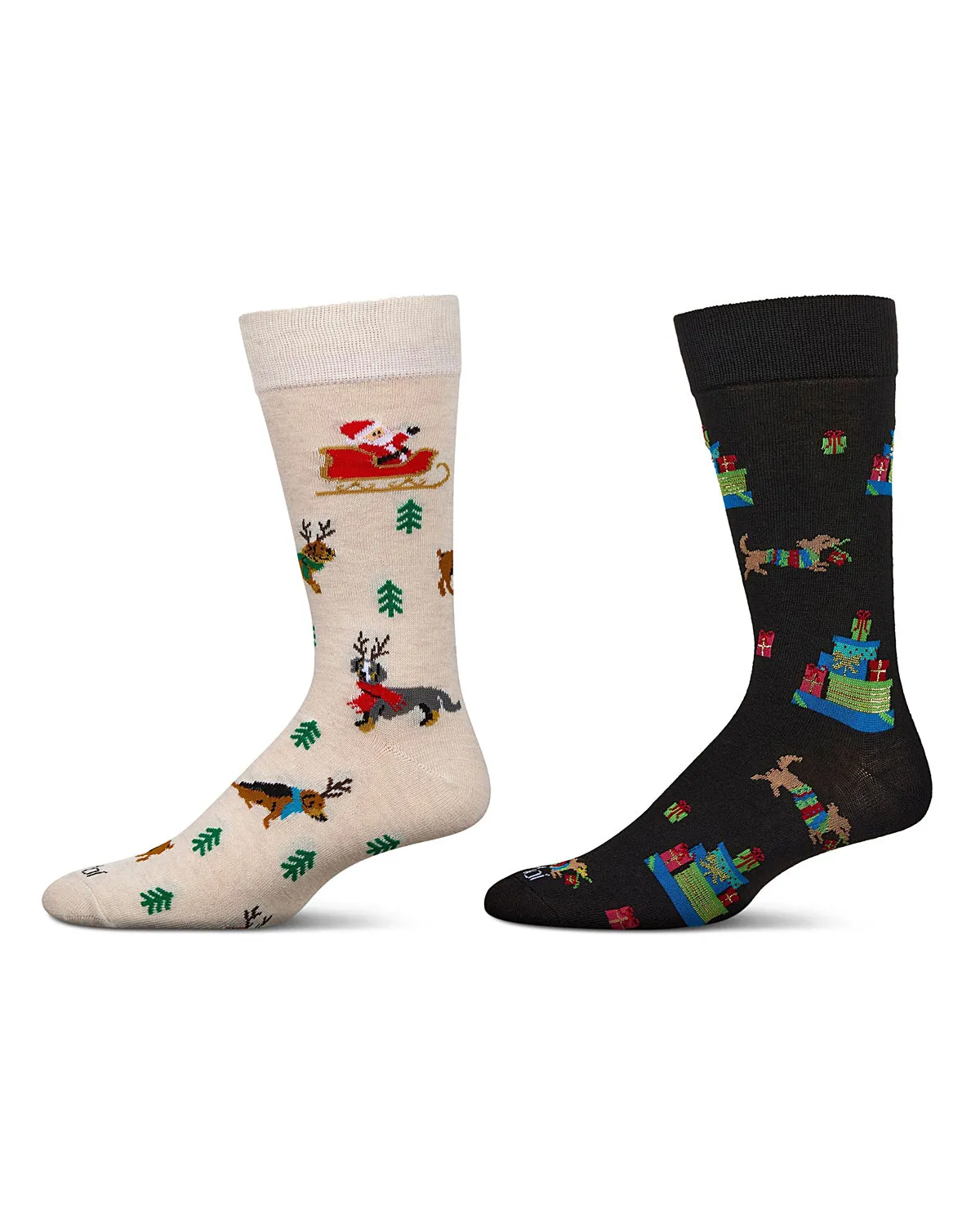 2 Pair Men's Rayon Blend "Holiday Animals" Christmas Novelty Crew Socks sold by MeMoi