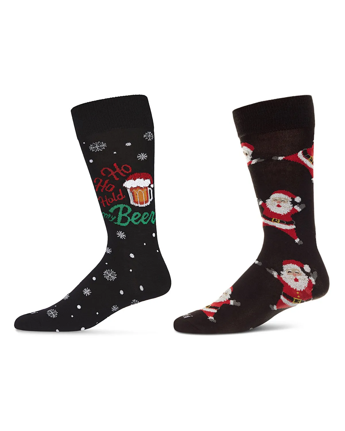 2 Pair Men's Rayon Blend "Holiday Cheer" Christmas Novelty Crew Socks sold by MeMoi