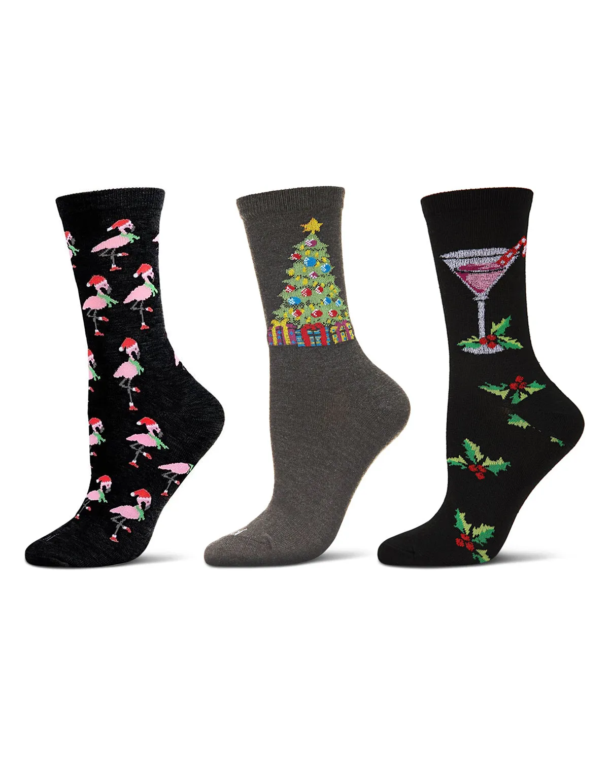 3 Pair Women's Christmas Holiday Cheer Novelty Crew Socks sold by MeMoi