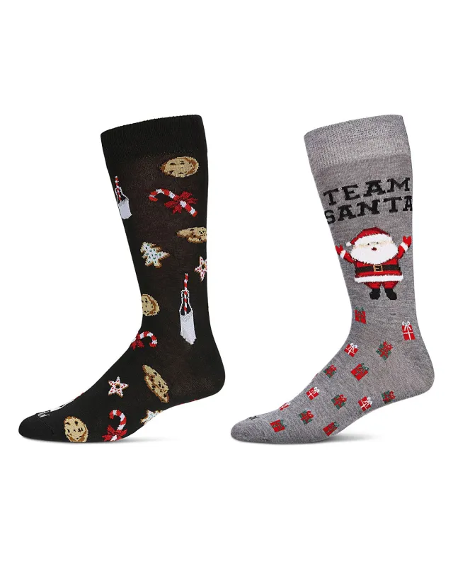 2 Pair Men's Rayon Blend Christmas Holiday Novelty Crew Socks sold by MeMoi