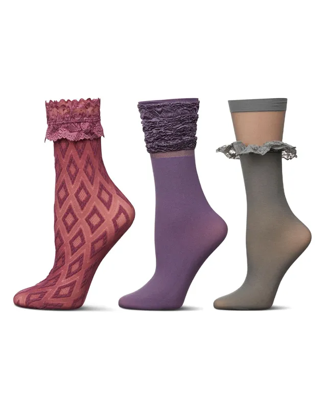 3 Pair Women's Lace and Ruffled Fashion Crew Socks sold by MeMoi