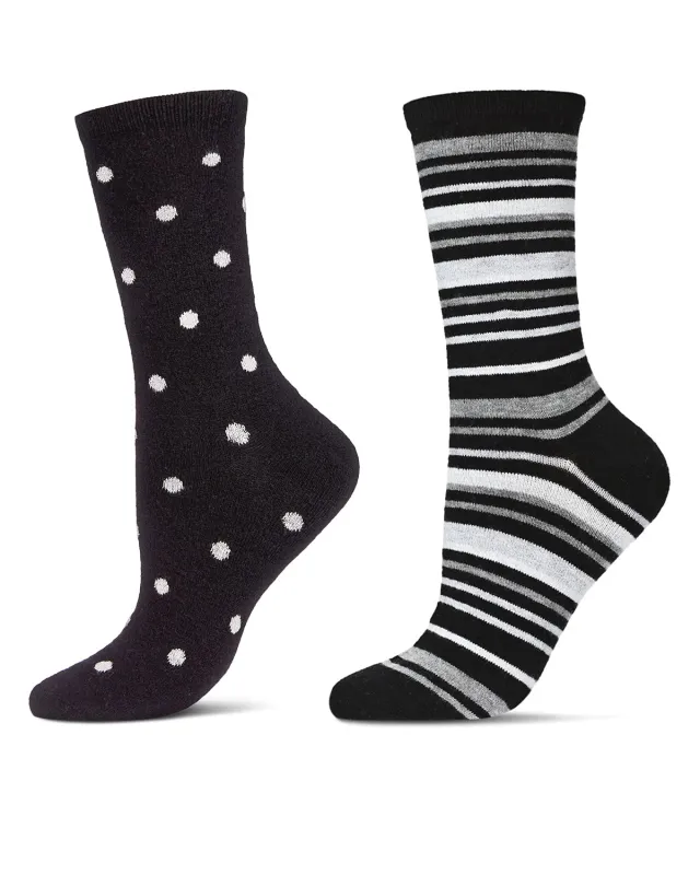 2 Pair Women's Cashmere Blend Novelty Crew Socks sold by MeMoi